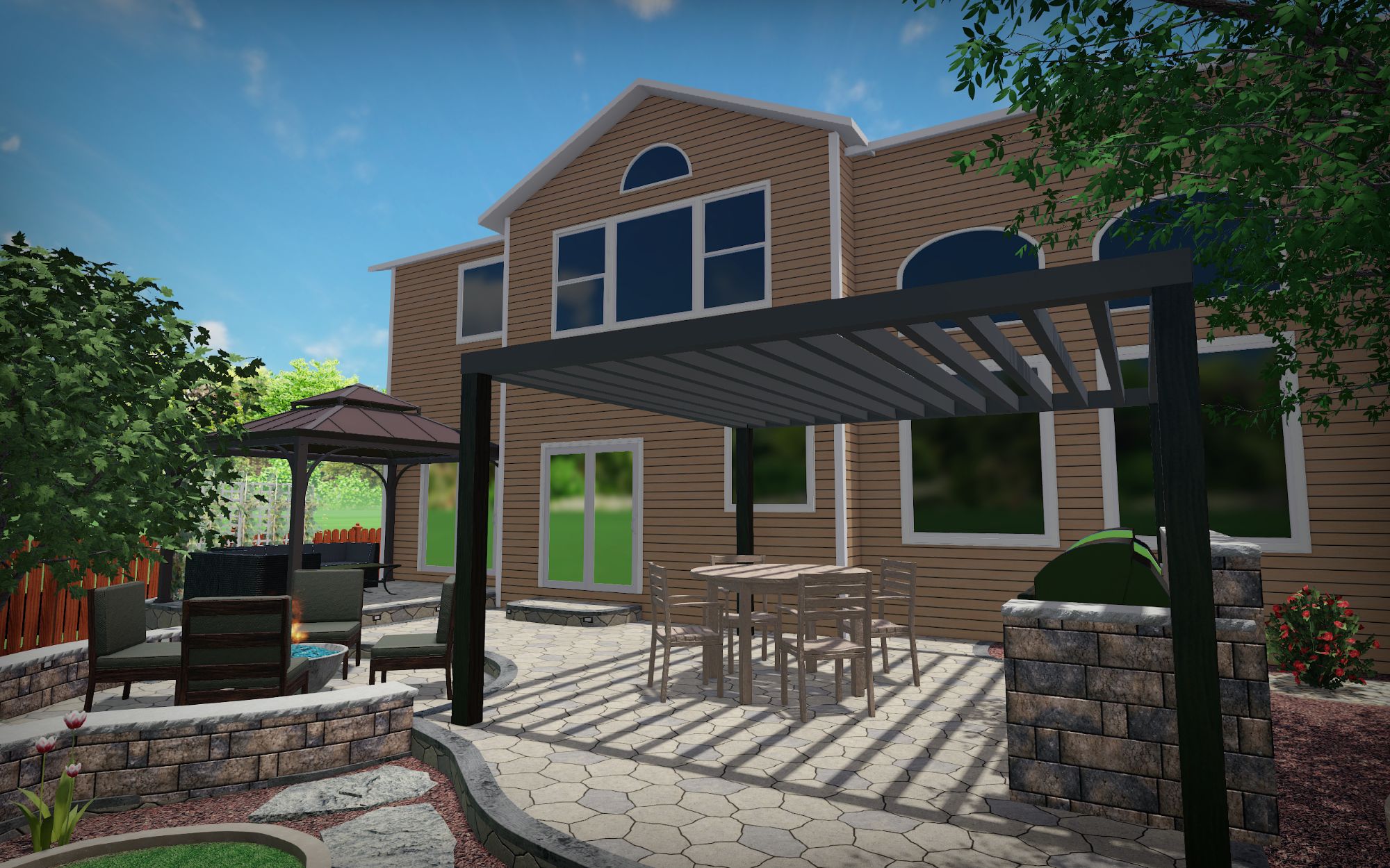 3D rendering of Landscape Design proposed by Blue Sky Hardscapes & Irrigation