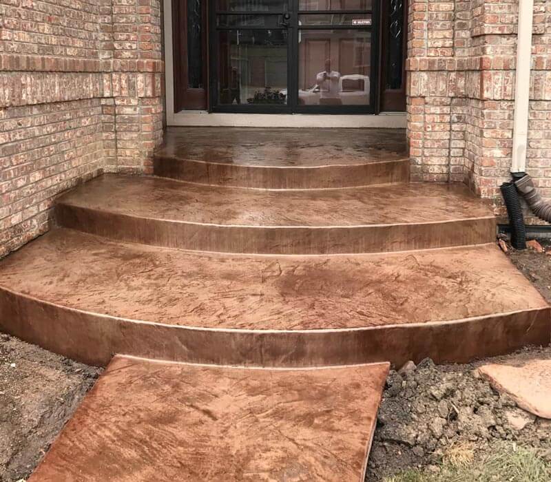  Decorative stamped concrete patio with custom texture and coloring in Lakewood