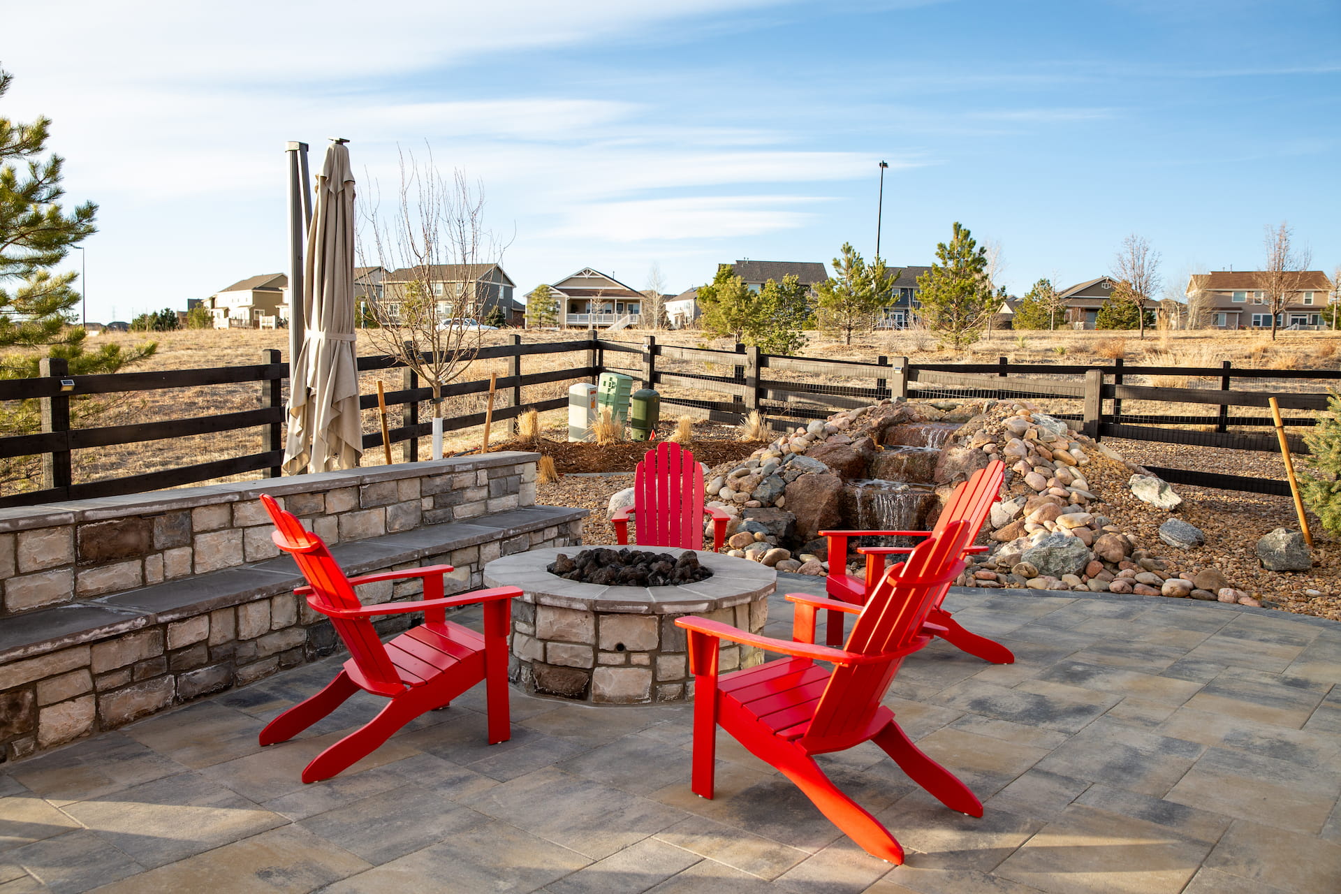 Fancy Fire pit installation on paver patio