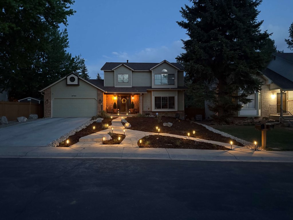 Beautiful xeriscape installation in night view done by Blue sky